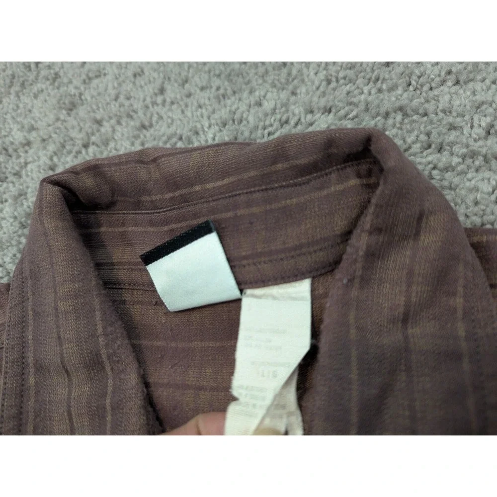 The North Face Button Up Shirt Mens Large Long Sleeve Brown Striped‎ Casual